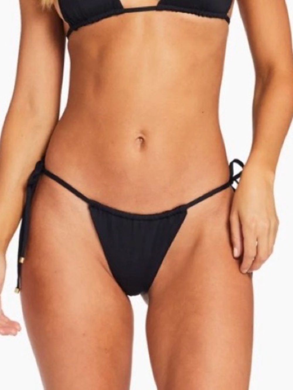 Vitamin A Milana Black Adjustable Side Tie Bikini Swim Bottoms sz M NWT